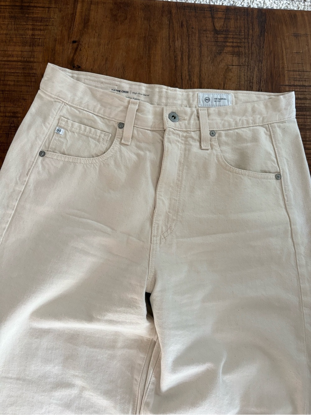 AG Hattie High Rise Crop Barrel Jeans in Opal Stone 29 - Picture 11 of 15